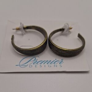 Premier Designs Textured Gold Hoop Earrings – Classic Everyday Style – New